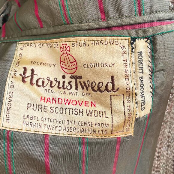 HARRIS TWEED Scottish Wool Blazer Brown Herringbone 42R - Picture 6 of 13